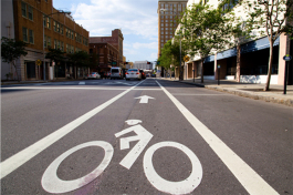 Bike lane in downtown Tampa. 