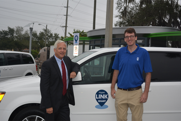 Dick Alexander, left, and Sean Quigley, right, both of Transdev.