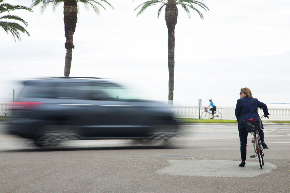 Crossing Bayshore Blvd. in Tampa.