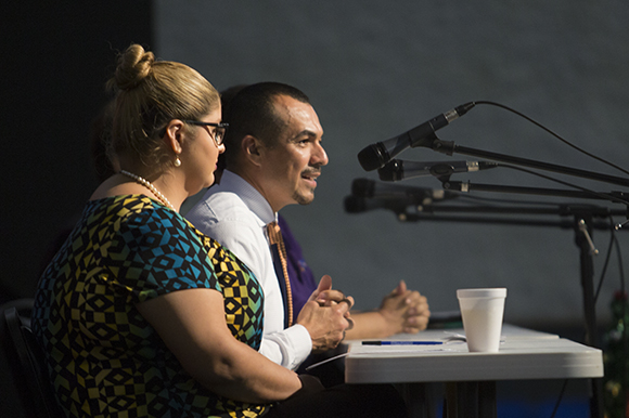 Ansberto Vallejo speaks at the Not Your Average Speakers event in Wimauma.