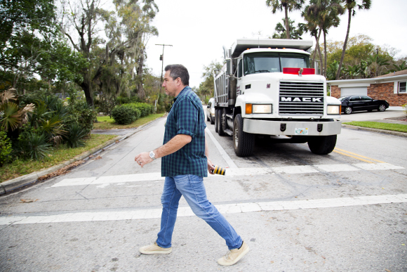 Joey Redner walks an average of over seven miles a day. 