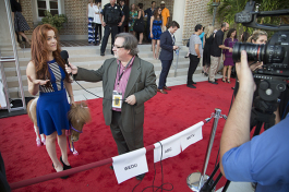 Castille Landon and miniature horse Apple on the red carpet at the Sunscreen Film Fest in St. Pete. 