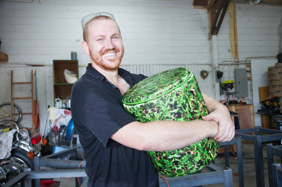 Gary Schmitt, a mixed media artist, at his warehouse studio in Seminole Heights.