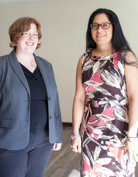 Laurie Sullivan, left, and Valerie Landrio McDevitt at USF Connect.