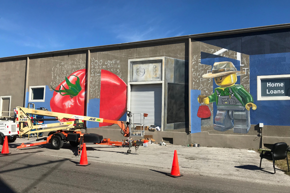 Ybor 3-D mural in progress.