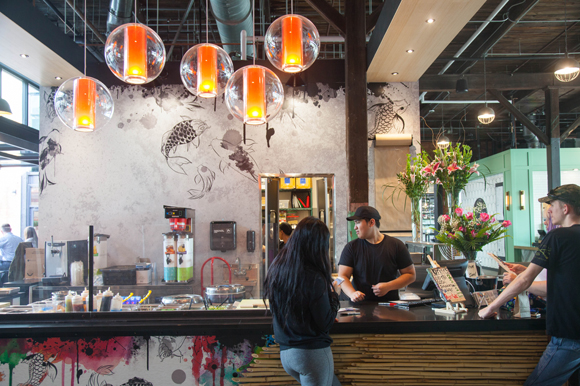 Zukku Sushi offers rolls, sushi burritos, and poke bowls at Armature Works Heights Public Market. 