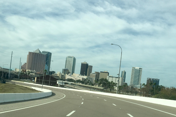 The Lee Roy Selmon Expressway entering downtown Tampa.