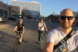Tampa bicycle commuters Karen Kress, Alana Brasier, and Justin Willits.