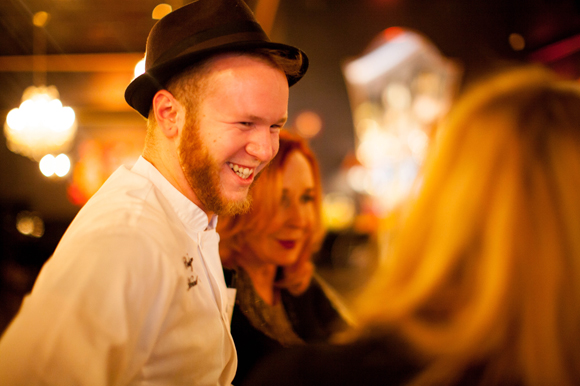Head Chef Cody Tiner, left, shares a moment with CW inside the Gin Joint.