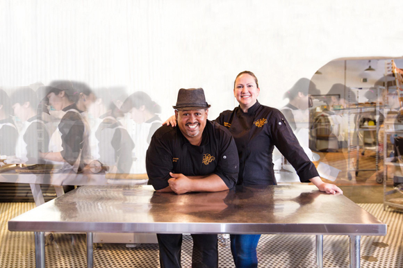 Rosana Rivera and Ricardo Castro, both chefs and owners at Petit Piquant.  