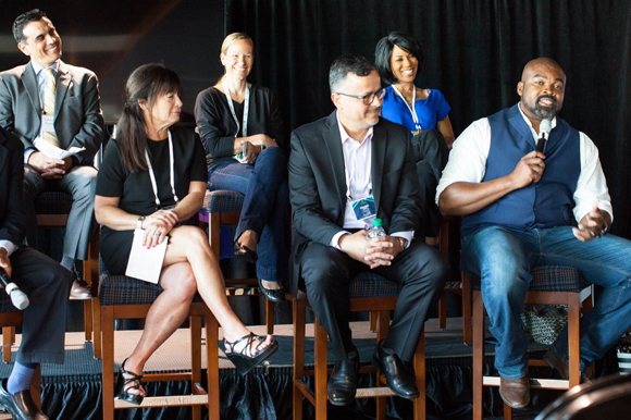 A panel of Florida leaders answer questions during a discussion about Growing an Inclusive Innovation Ecosystem in Florida.