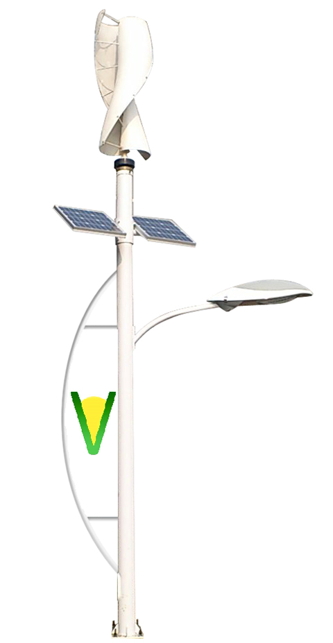 Hybrid street light powered with solar modules and wind turbines by VRenewables.