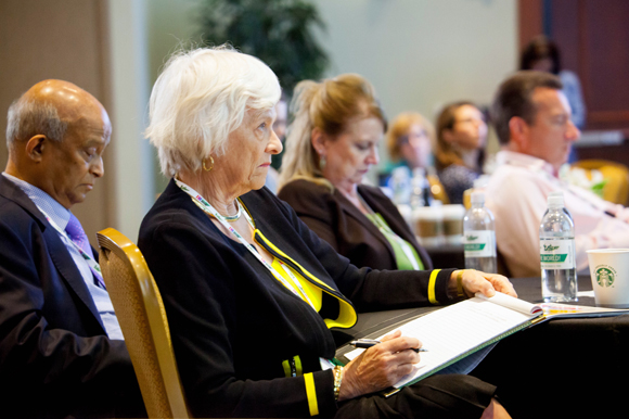 Karen Holbrook, Regional Chancellor for USF Sarasota-Manatee, listens in at the summit.