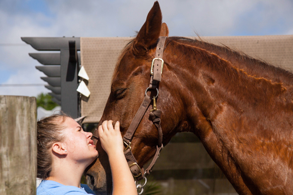 Hannah Hultgren has a last moment with Shade before he heads to his new home.