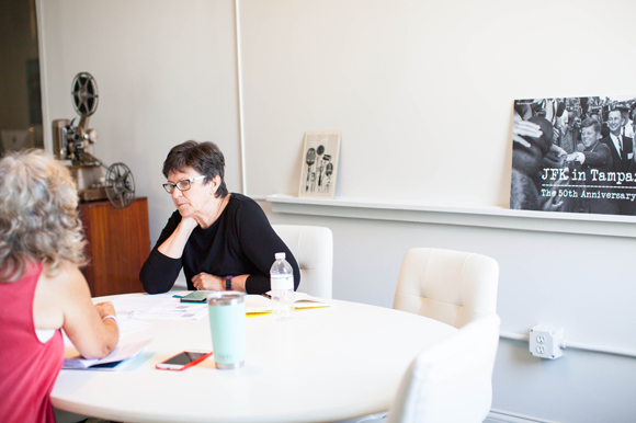 Lynn Marvin Dingfelder meets with her client Ione Townsend at Creative on Main Street in West Tampa. 