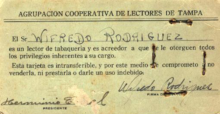 Lector ID Card of Wilfredo Rodríguez.