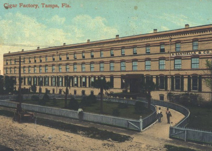 Postcard of the Santaella cigar factory on Armenia, circa 1910.