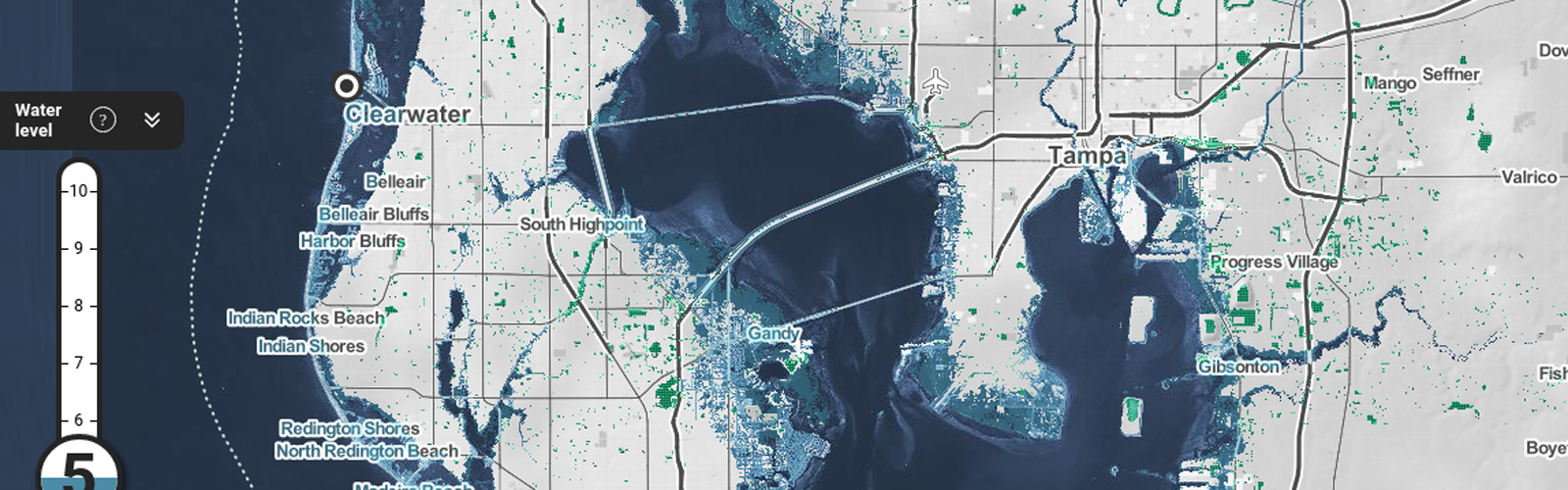 Surging Seas Risk Zone Map of Tampa Bay.