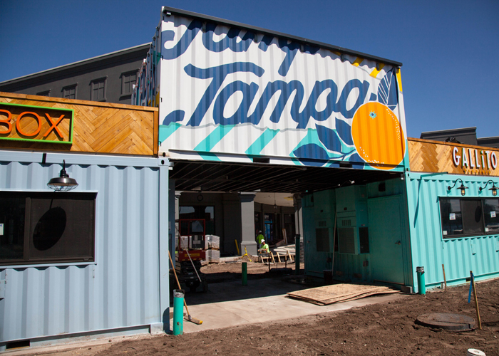 New take-out dining in repurposed shipping containers in the Channel District.