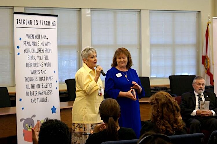 Kelley Parris, executive director of the Children's Board of Hillsborough County, talks about the value of Talk, Read, Sing at the initiative's launch.