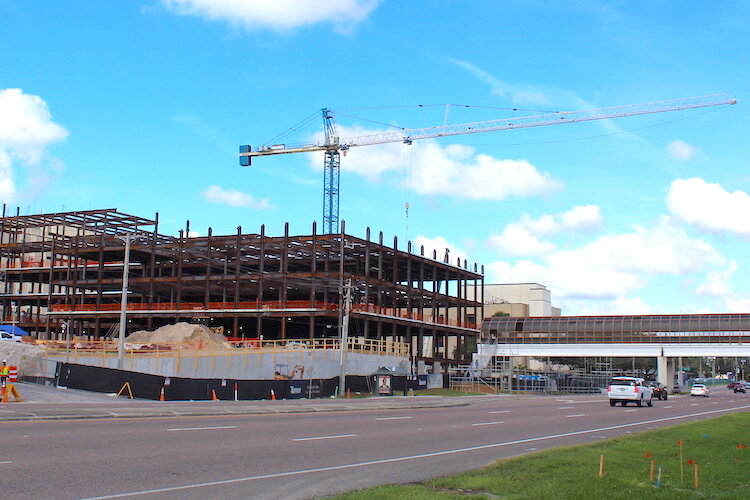 A new medical tower rises at the James A. Haley Veterans’ Hospital on Bruce B. Downs Boulevard in the Uptown District.