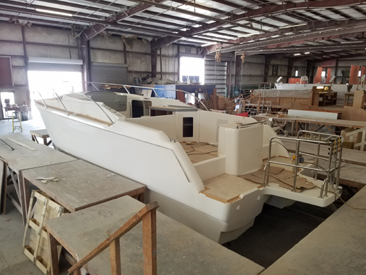 A catamaran under construction