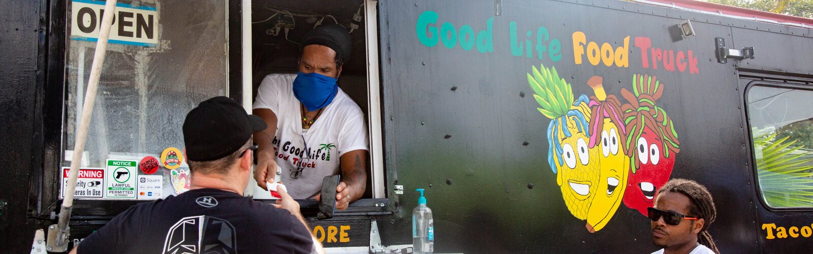 The Good Life Food Truck offers healthy treats using turmeric, ginger, sea moss, maca, flax seed and other super foods in their smoothies, juices, and vegan fare at the Downtown Dunedin Vegan Food Truck Rally & Market in August 2021.