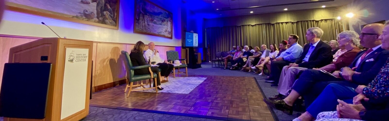 Tampa Community Leader Maruchi Azorin interviews Restaurateur and Philanthropist Richard Gonzmart during a November 2nd Florida Conversation: Cuban Music and Dance at the Tampa Bay History Center.