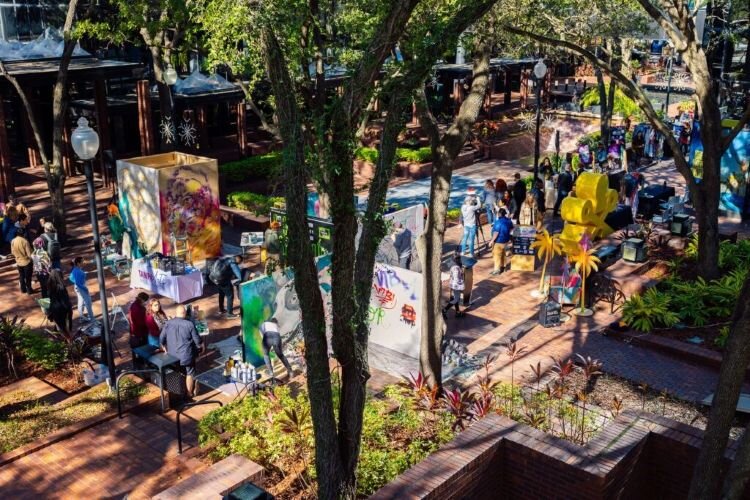 The Tampa Arts Alliance expects the downtown arts center will spawn more collaborations like this late 2023 arts pop-up in Poe Plaza put on in partnership with Visit Tampa Bay