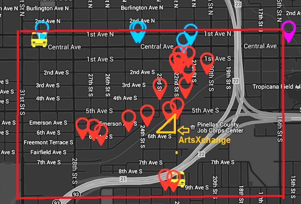 Arts Xchange map