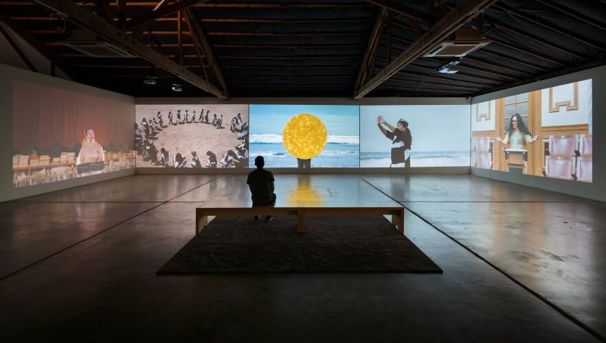 Artist Sam Hamilton's “Te Moana Meridian," shown here in 2023 at the Oregon Contemporary, is at USF St. Petersburg's Harbor Hall Gallery from August 25th  through October 18th