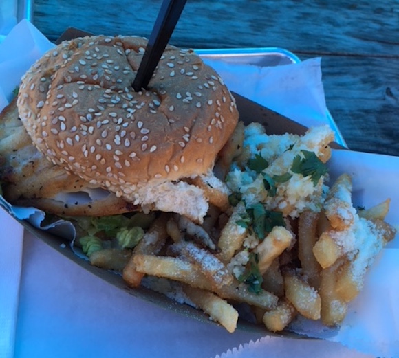 Signature grouper sandwich and fries at Big Ray's Fish Camp in South Tampa