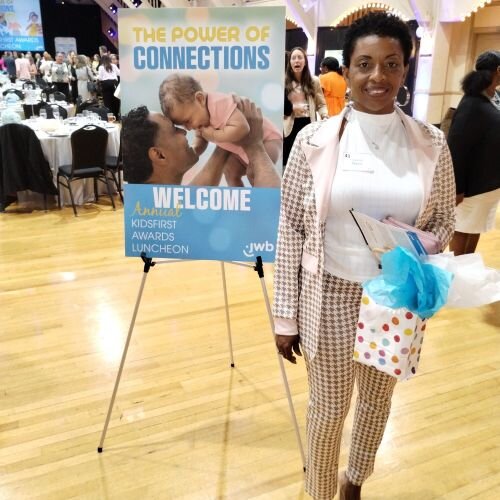 A Mother's Arms founder and Executive Director Chantala Davis in April 2024 at the Juvenile Welfare Board's Dillinger-McCabe Putting Children First Leadership Award ceremony,  where Davis was a nominee.