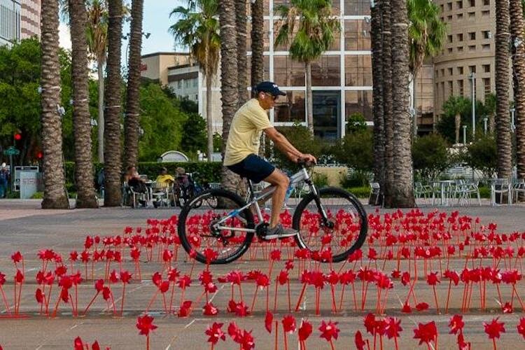 In May, a colorful temporary art installation brightened up downtown Tampa next to the Sykes building.