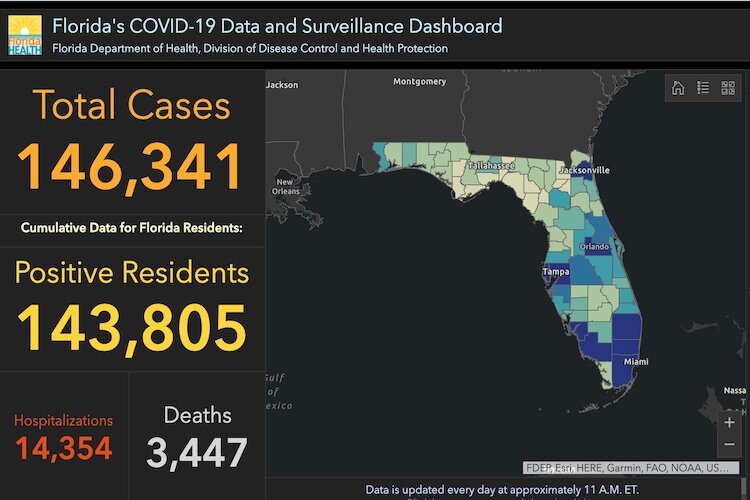 COVID-19 cases in Florida as of June 29, 2020