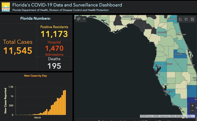 Florida COVID-19 cases as of April 4, 2020.