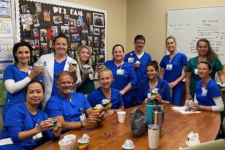 Healthcare professionals at St. Anthony's receive a meal from Poppo's Taqueria courtesy of St. Pete Rising's campaign..