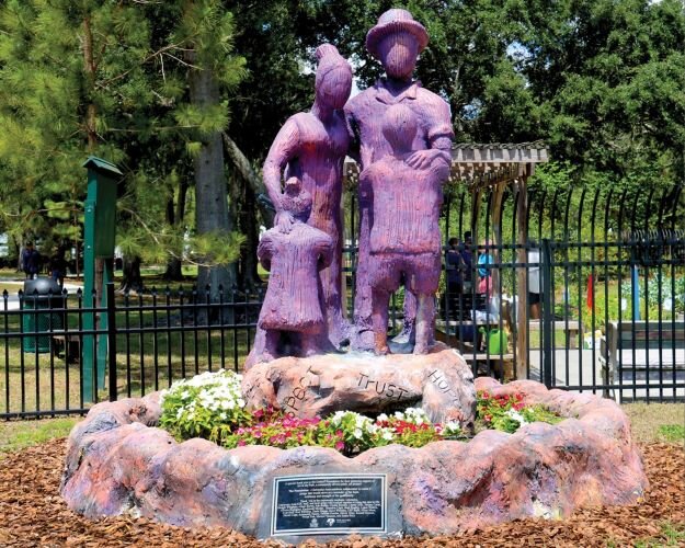 The Family Unit Sculpture in Harvest Hope Park was designed and built with the help of the community.