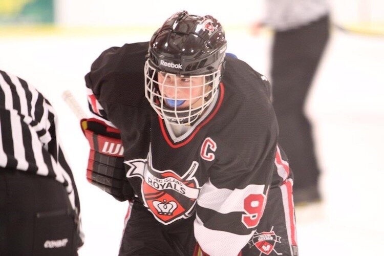 Joseph Loiacono suited up for hockey in Long Island NY.