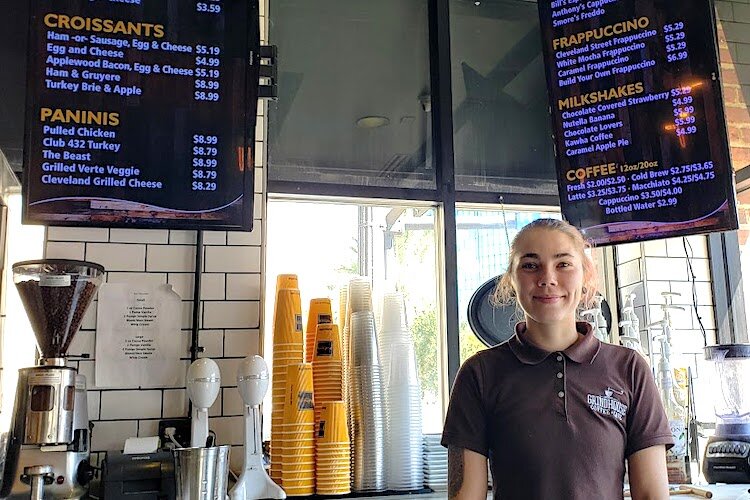 Makayla Santiago brews up a coffee for visitors to Grindhouse.