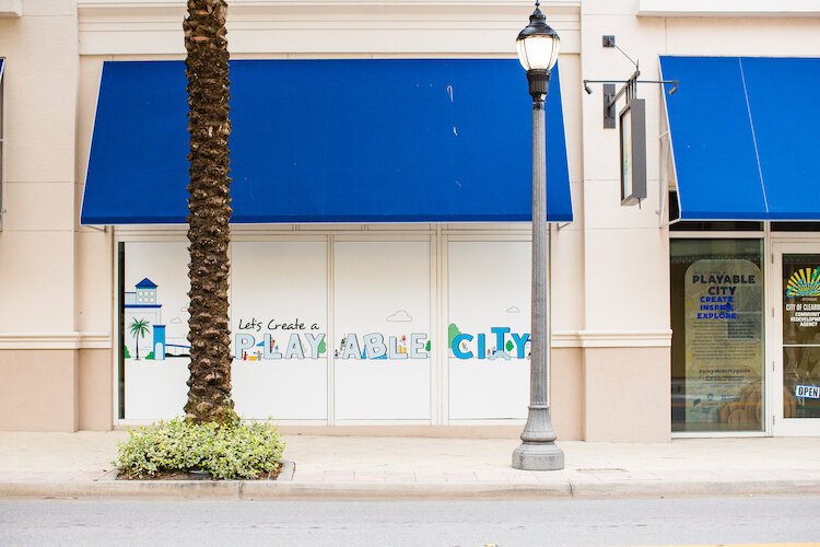 Entrance to Let's Create a Playable City at Second Century Studios in downtown Clearwater.