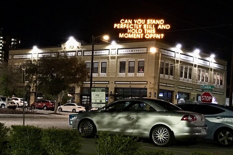 UpLit, a rooftop-style installation by Poet Silvia Curbelo, in Tampa Heights. 