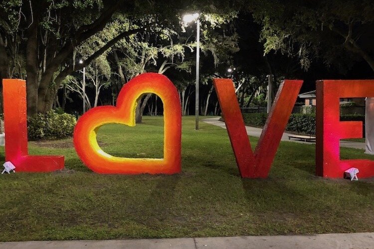 Love sculpture for Harvest Hope Park by Lead Artist Junior Polo was funded by a Treasure Tampa grant by the Gobioff Foundation.