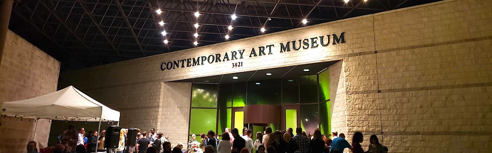 The patio of USF Contemporary Art Museum at USF is a favorite mingling spot during exhibition openings.