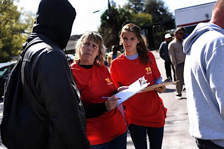 Volunteers gather information about the homeless to achieve as accurate a count as possible.
