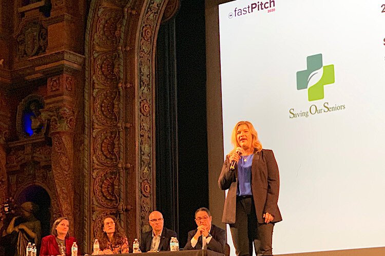 Kelli Casto, founder of Saving Our Seniors, makes her pitch at SVP Fast Pitch 2020.