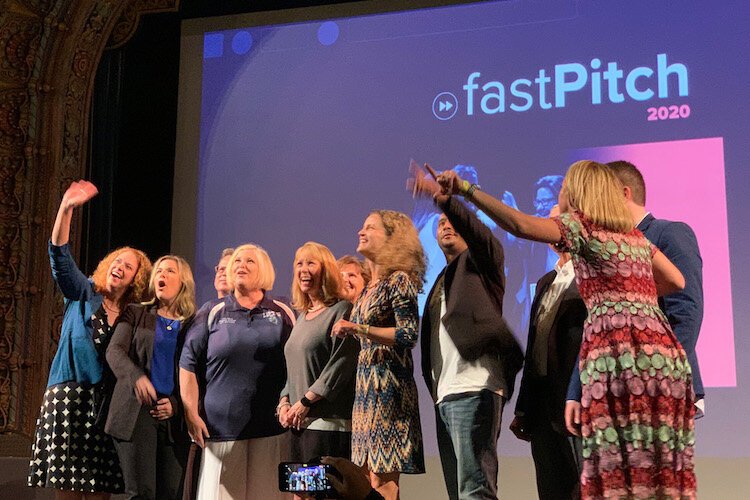 Nonprofit presenters stand together at the end of SVP Fast Pitch 2020.