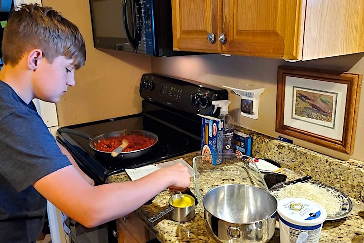 Jared Jackson had plenty of time, so he customized this homemade lasagna for his family. One portion contained only cheese.