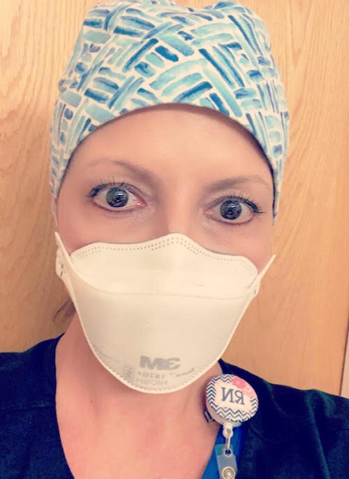 Nurse Becky Allen, masked