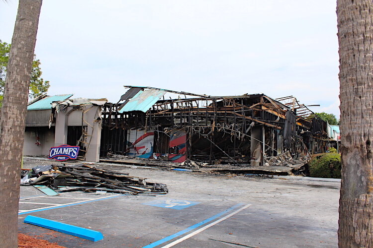 What remains of the Champs sporting goods store on Fowler Avenue in Tampa.